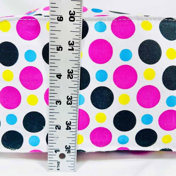 Vans Canvas Reusable Market Everyday Tote Bag Medium Polka Dot Pink Yellow Blue - Picture 7 of 9